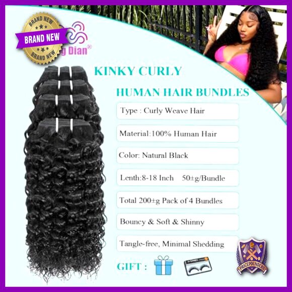 Brazilian Virgin Human Hair Extensions 14 16 Inch Kinky Curly Bundles